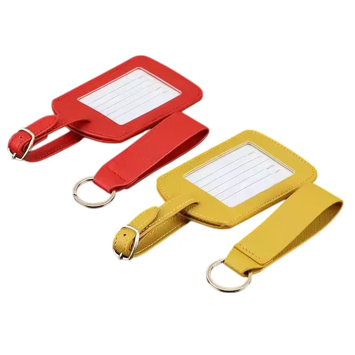 Wholesale Corporate Gift Set Luxury Promotional Custom Travel Portable PU Leather Luggage Tag and Keychain Set