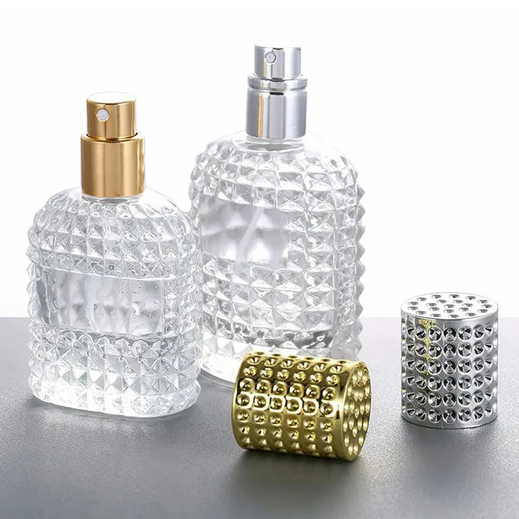 50ml 100ml Hot Sale OEM Empty clear Round Glass Perfume Bottle with Lid and Gift Box