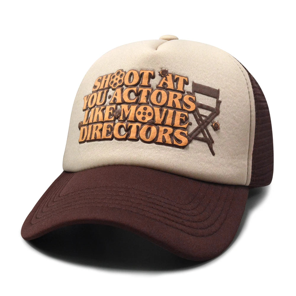 5 Panel Trucker Hat Custom Logo Sports Cap Foam Mesh Trucker Hats Puff Print Trucker Baseball Caps