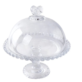 love Style clear Glass Tall Pedestal Cake Plate Stand