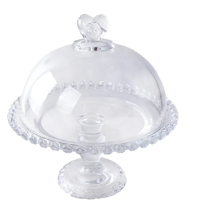 love Style clear Glass Tall Pedestal Cake Plate Stand