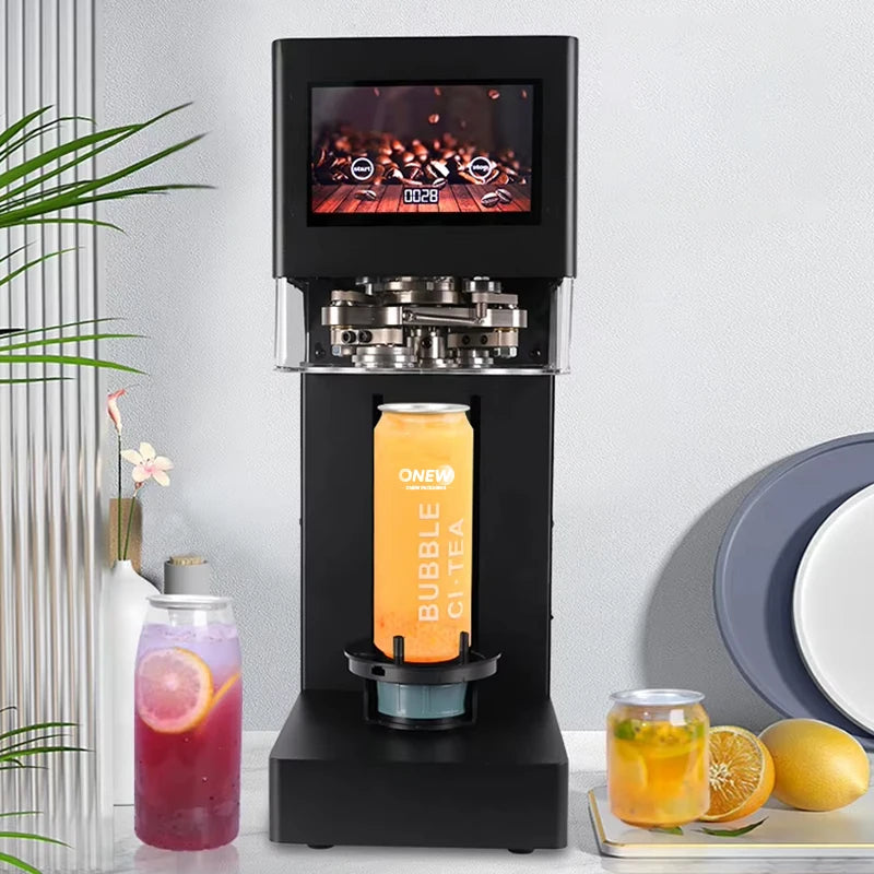 2025 New Style Boba Tea Soda Beer Can Sealer Machine Fully Automatic Electric Pet Bottles Can Sealing Machine