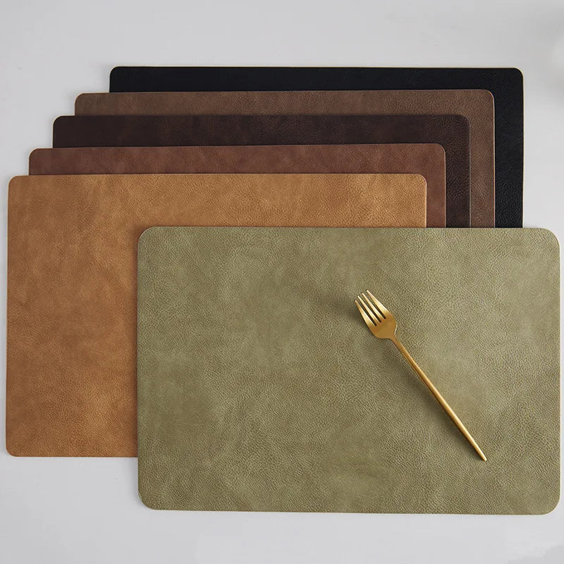 New Design Tabletex Factory Wholesale Heat Resistant Waterproof Rectangle Dining Tablemat PU Leather Table Placemat