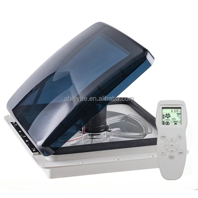 QIYUE Automatic Trailer RV Roof Vent with 12V Exhaust Fan Mosquito Net 360x360mm