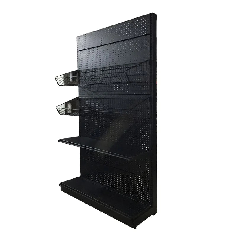 Pharmacy Adjustable Peg Board Shelf Display Black Supermarket Shelves Supermarket Display Shelves