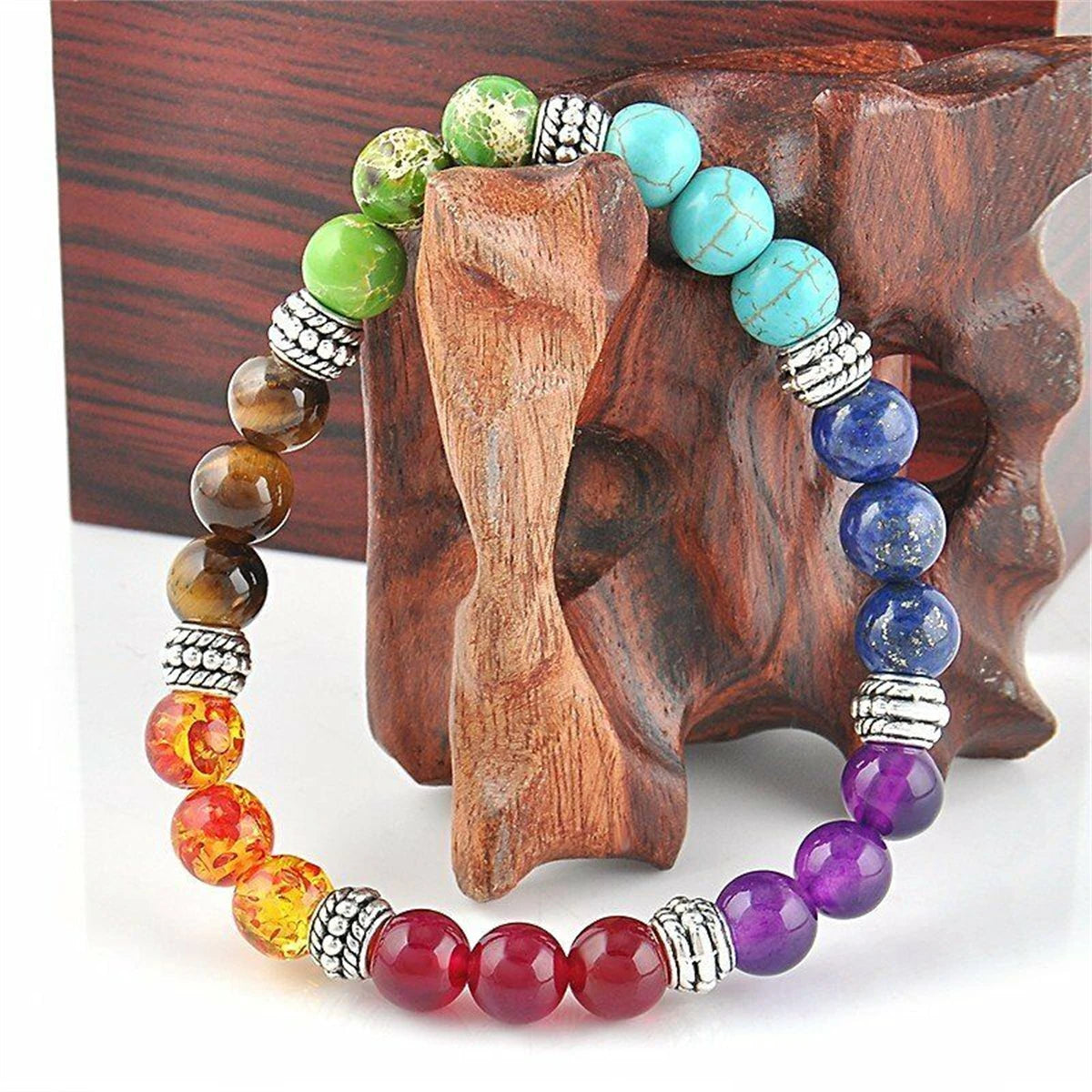 7 Chakra Healing Beaded Bracelet Natural Lava Yoga Reiki Stone Bangle Bracelet Jewelry Gift