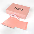 Ready to Ship Naked Pink Rigid Cardboard Magnetic Folding Box With Weave Grain Textured Special Paper Material