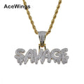 CN040  Hip Hop  Pendant Copper Micro Pave With CZ Stones Necklace 24inch Rope Chain