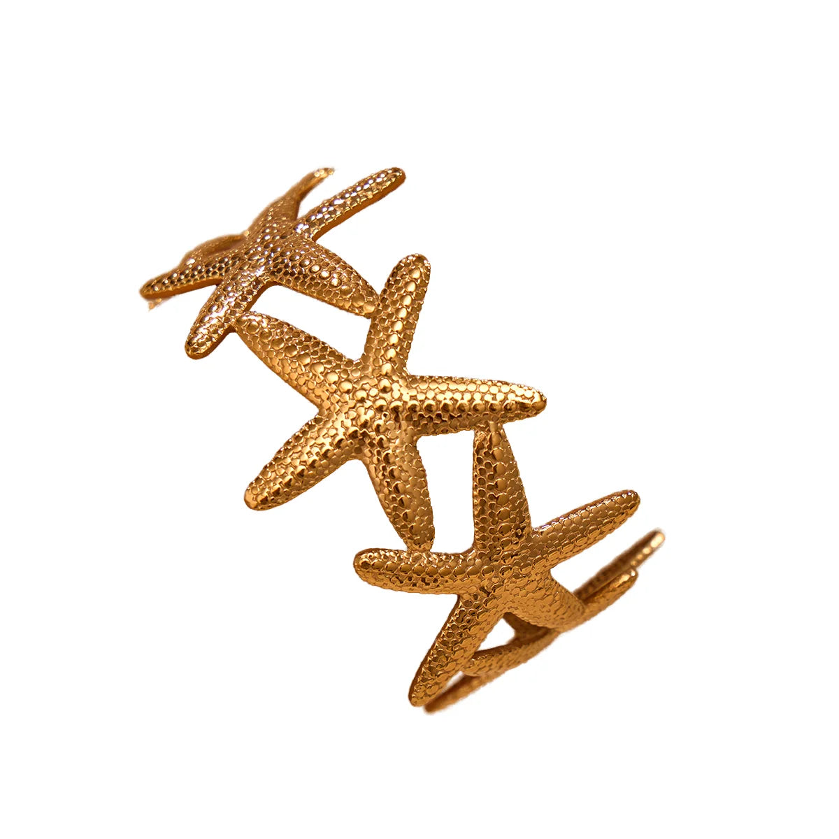 Women's 18K Gold Plated Stainless Steel Starfish Opening Fashion Bangles Waterproof Ocean Style Adjustable Bracelets Jewelry