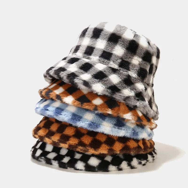 Designer Winter Faux Fur Warm Outdoor Party for Women Bucket Hat