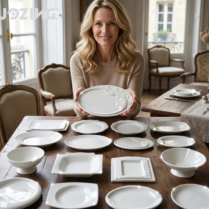 Factory Bulk Sell Stock White Dish Ceramic Plate by Ton Porcelain Dinner Sets Dinnerware for Hotel Restaurant Use