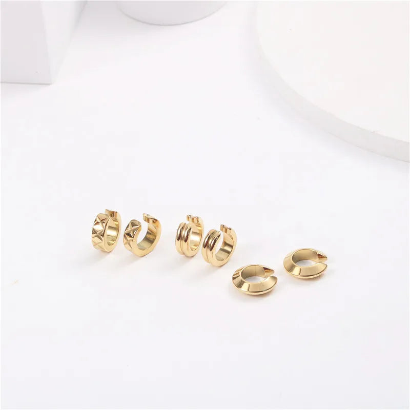 High Quality Stainless Steel PVD Gold Plated No Ear Piercing Holes Wearing Earrings Ear Cuffs