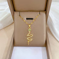 Fashion Stainless Steel 18k Gold Plated Snake Pendant Necklace Dainty Choker Cubic Zirconia Necklace for Women Girls