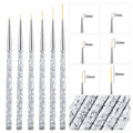 White Marbled Nail Pencil Set 3-Piece Manicure Brush Made of Durable Nylon