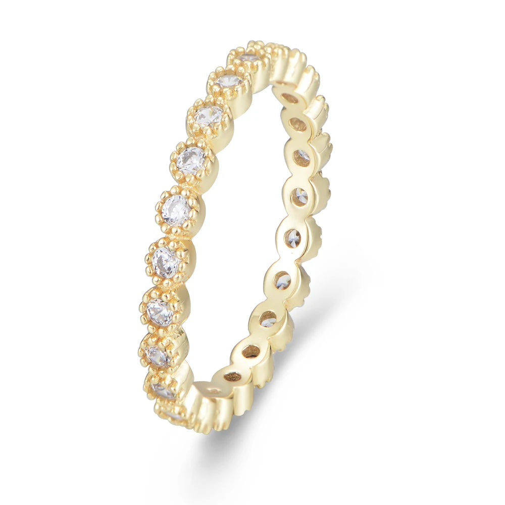 Peishang 925 Sterling Silver Gold Plated Jewelers Joyeria De Plata Designed Vintage Geometric Round Zircon Ring