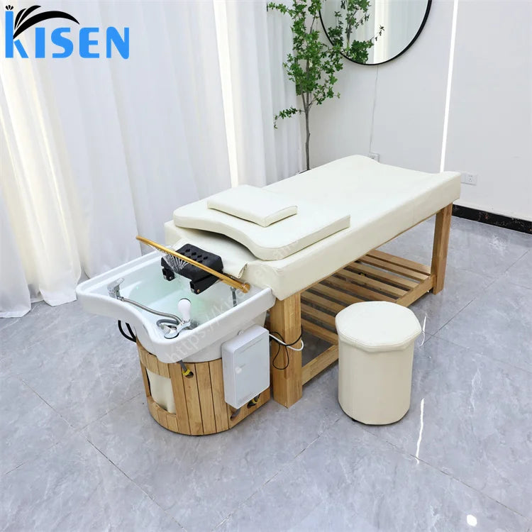 Modern Head Spa Hair Washing Salon Shampoo Bed Thai Massage Shampoo Chair Bed Customize Color Head Therapy Barbershop Salon