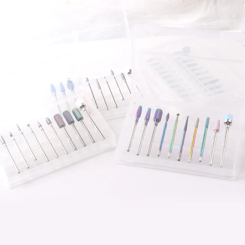 TSZS Nail Drill Bits Set 10Pcs Tungsten Carbide Nail Drill Bits Remove Acrylic Poly Gel Polish Tools