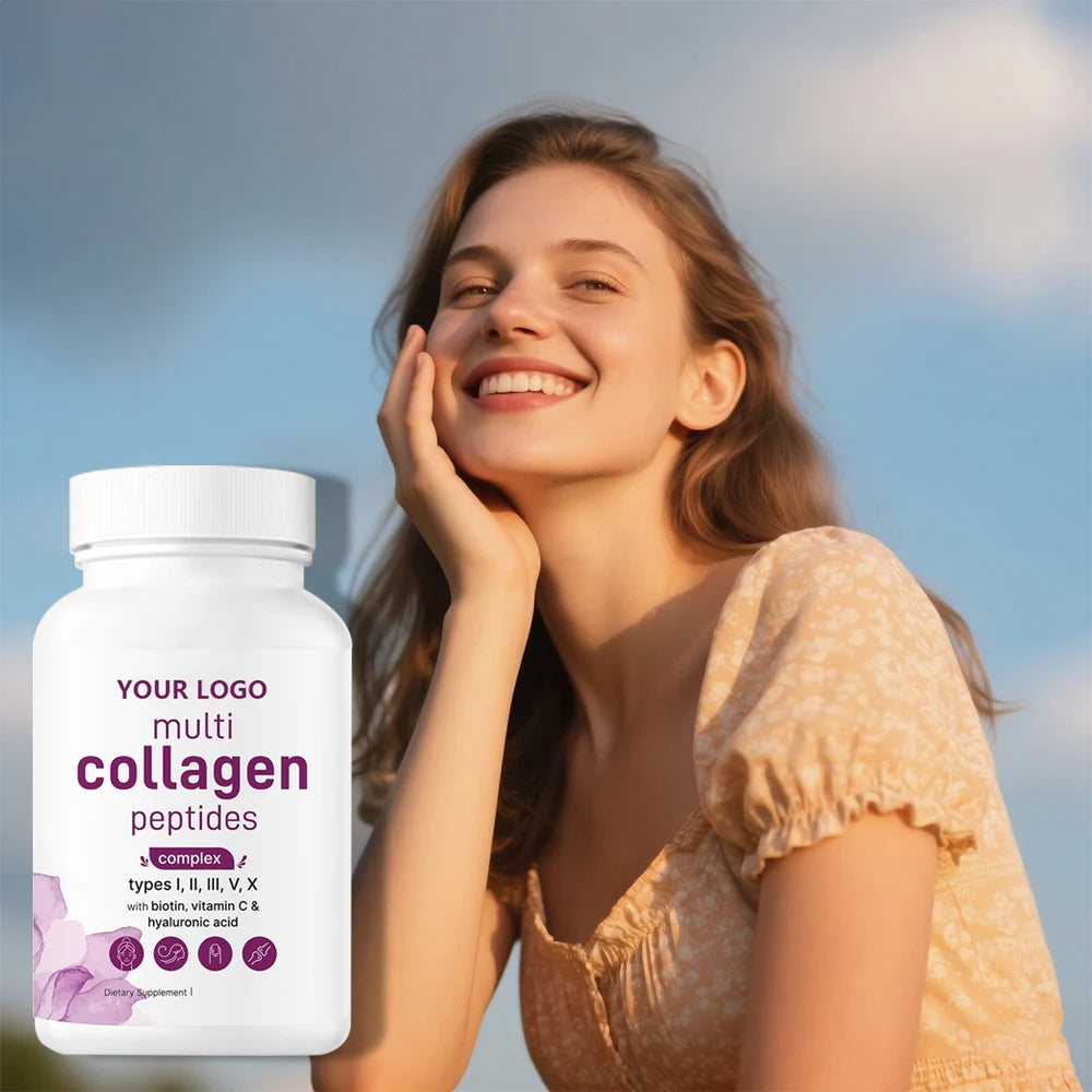 OEM/ODM MultiVitamin Collagen Peptides Hydrolyzed 8-in-1 Antioxidant Adult Collagen Capsules