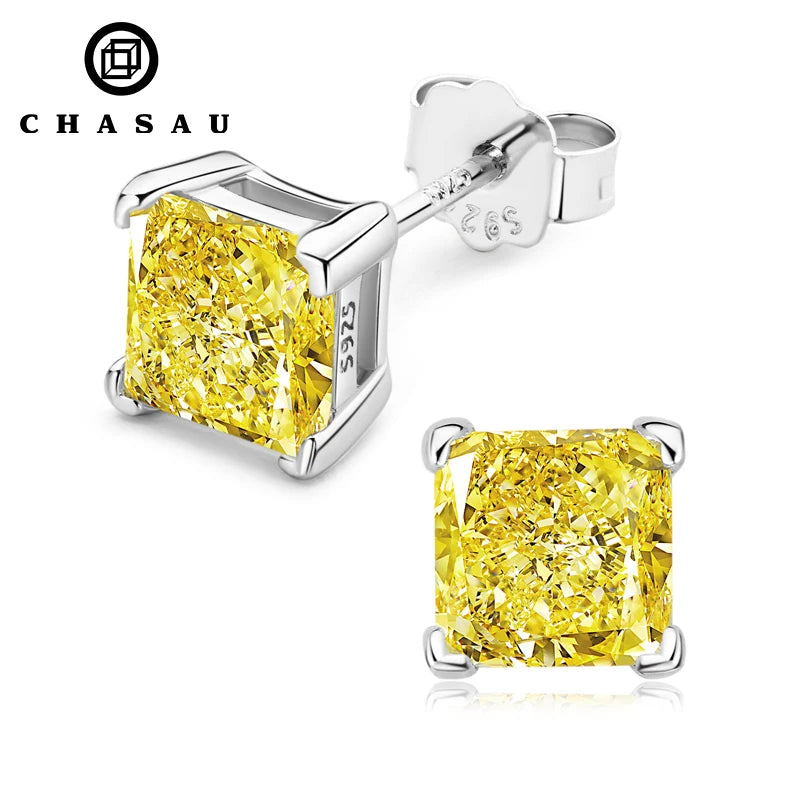Best Selling Trendy 925 Silver Shiny 6*6mm Cubic Zirconia CZ Stone Type Classic Stud Earrings for Women