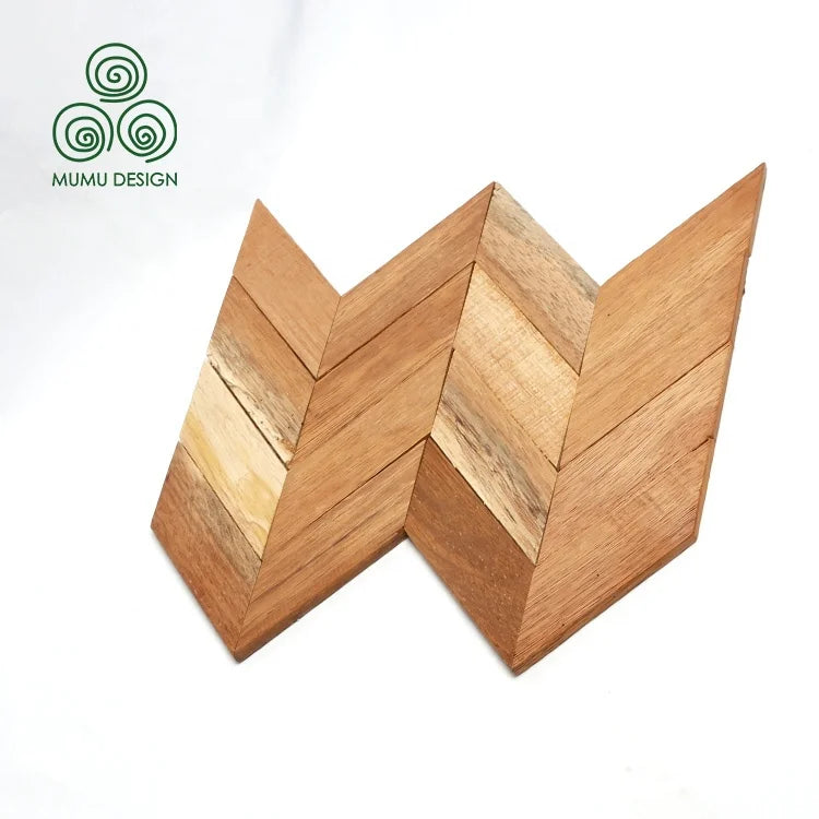 MUMU RTS Product Teak Wooden Mosaic Wall Cladding Panel Decorative Interior Wood Wall Panels