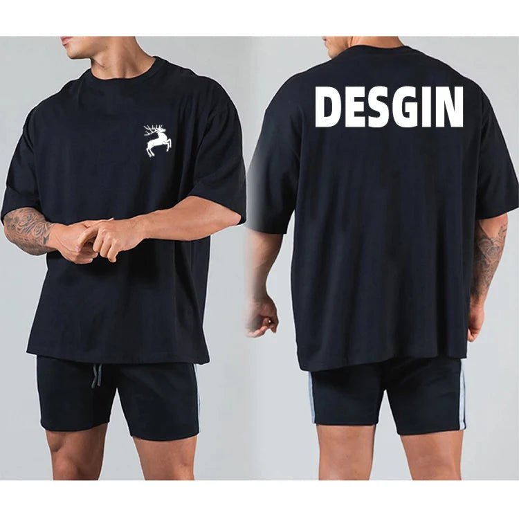 Manufacturer's High Quality 100% Cotton Oversized Loose Fit Crew Neck T-Shirt Custom Logo Print Embroidery Heavyweight Knitted