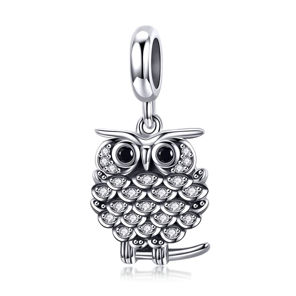 Factory 925 Sterling Silver Crystal Owl Lovely Animal Shape Beads Charm Fit Bracelet & Bangles Women Jewelry Making SCC949