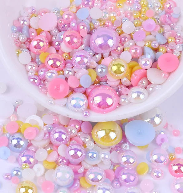 Charmkey Wholesale Multi-size Half-round Non-porous AB Imitation Pearls Beauty Loose Beads Ornaments DIY Decorative Accessories
