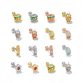 Wholesale 18K Gold Plated Brass Piercing Jewelry Color Zircon Cute Hamburger Ear Bone Stud Korean Screw Ball Stud Earrings