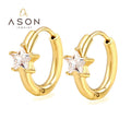 Trendy Star Zircon huggies Earrings Stainless Steel Jewelry Bulk Cubic Zirconia Stone PVD 18K Gold Hoops Earrings for Women