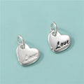 10mm Retro Design 925 Sterling Silver Love Letter Heart Shaped Charm Pendant for Jewelry Finding