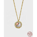 Luxury Moon Stone S925 Sterling Silver Necklace Gemstone Pendant Necklace Hammered 925 Sterling Silver 18k Gold Plated Jewelry