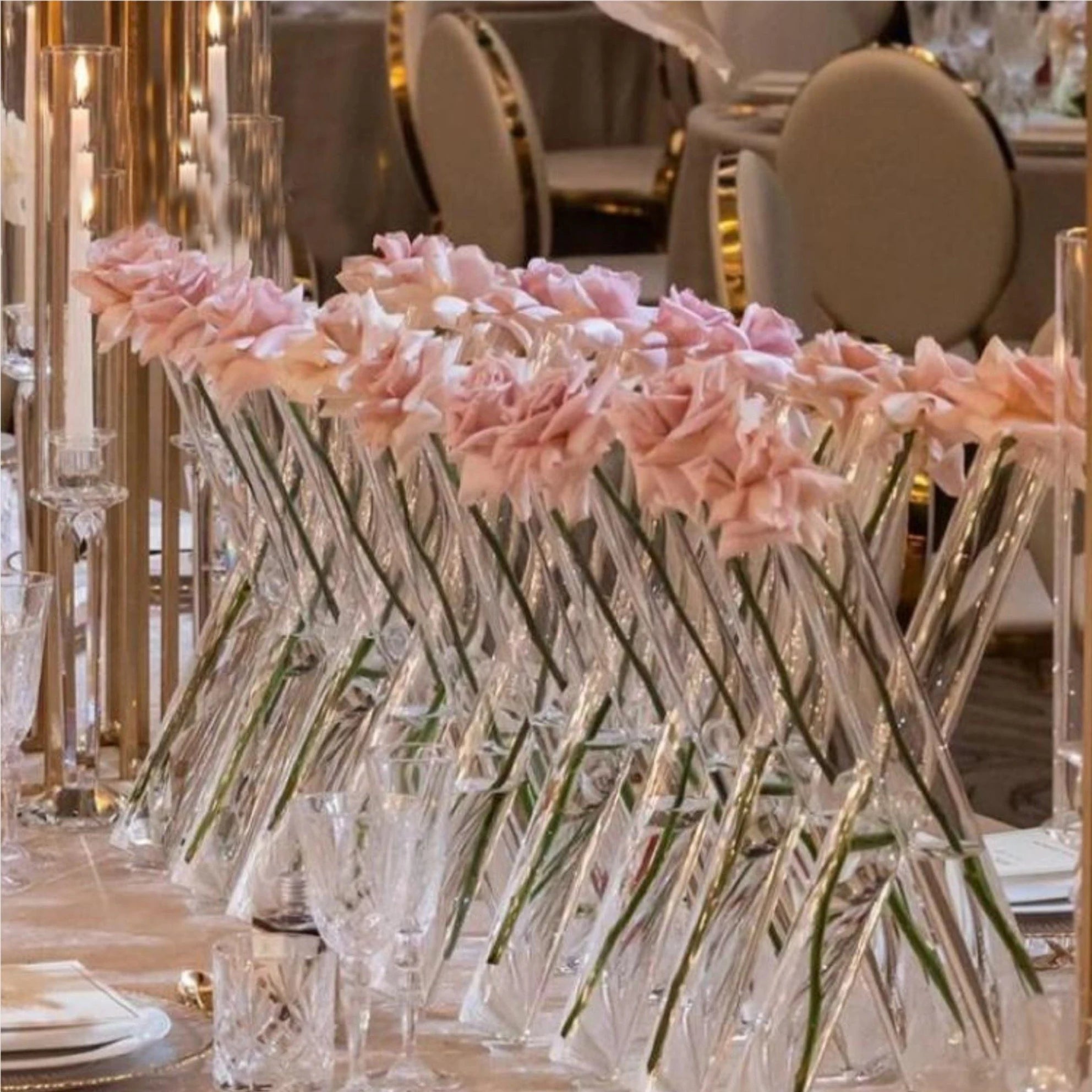 Wholesale Nice Unique Clear Customizable Size Christmas Wedding Centerpieces Set 3 Glass Cylinder Vase for Rose Flowers