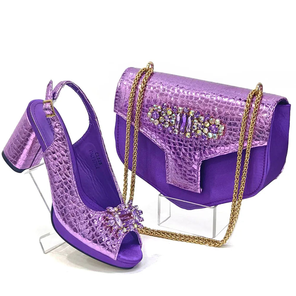 2025 Fashion Italian Shoes Women Gold High Heels Pumps Nigeria Bags Matching Shoes Sets for Women