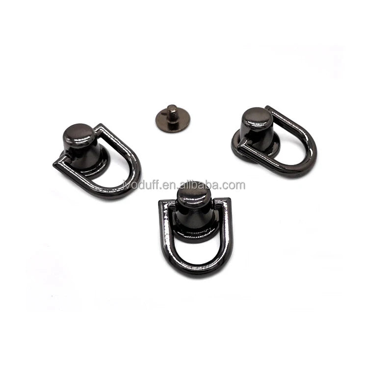 Factory Manufacture Gun Black 10mm D Ring Rivet Metal Chicago Screw Rivet Screw Back Rivet
