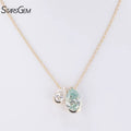 10k/14k Yellow Gold Def Vs Lab Diamonds/light Blue Moissanite Necklace Pendant Pear Shape  Lab Grown Diamond Necklace