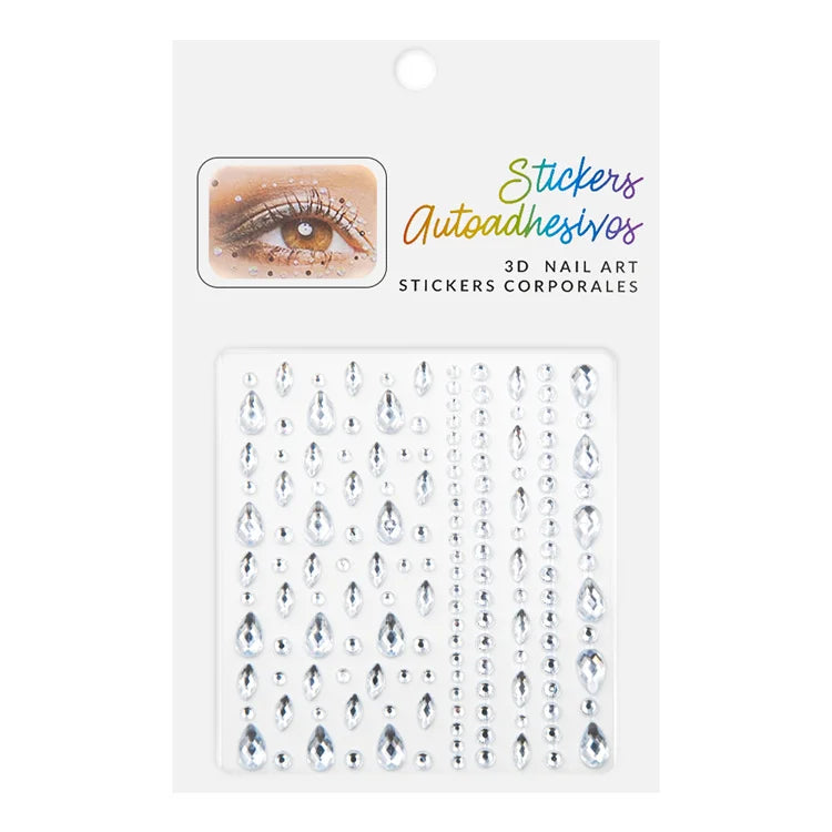 Hisenlee Bling Crystal Acrylic Rhinestones Mixed Shape Self-Adhesion DIY Nail & Face Decorations Children Adhesive Stickers