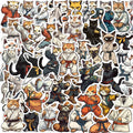 50PCS Funny Cute Cartoon Taekwondo Kungfu Cool Warriors Cat Sticker