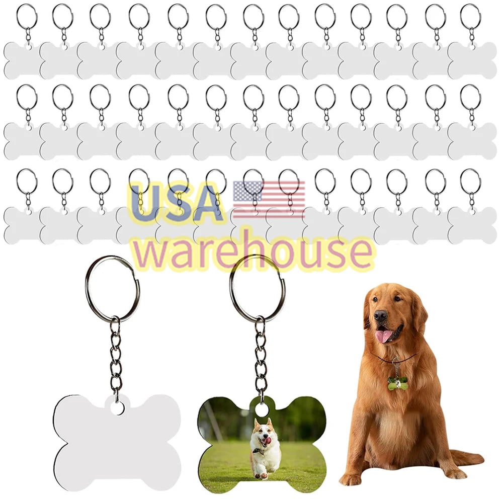Sublimation Dog Tags Blanks MDF Double Side USA WAREHOUSE Custom LOGO Blank Dog Tags for Sublimation