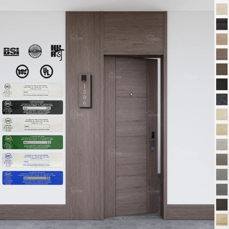 European Style Fire Wood Door Modern Design Fire Rated Hotel Door Internal Fire Rated Doors for Hotel
