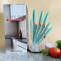 7Pcs Sharp Cutlery Stainless Steel Non Stick Kitchen Knife Block Set Knives Set with Rotatable Storage Stand Scissors