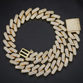 Iced Out 30mm Prong Cuban Chain Necklace Hip Hop Big Size Diamond Cuban Link Chain Bracelet Silver Gold Plated for Men