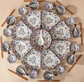 Bohemian Platter Set Bohemian Plates Small Spoon Large Spoon Retro Flower Gift Japanese Underglaze Ceramic Tableware Set