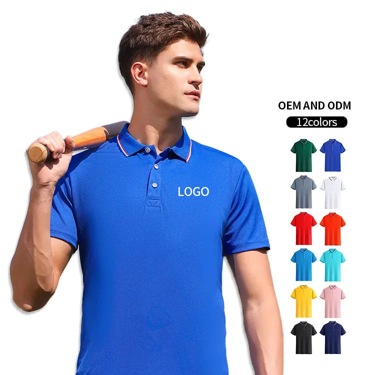 Golf Polo Shirt Custom Logo Printed Quick Dry Polos Plain Polyester  Mens Blank Golf Polo Shirt