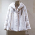 Custom 2023 Abrigos Para Mujer Fashion Clothes Solid Mid Length Faux Mink Fur Coat Full Sleeve Fur Coats