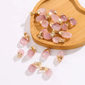 Wholesale Natural Stone Pendant Necklace Rose Quartz Gemstone Jewelry Natural Stone Water Drop Pendant Necklace Gift for Her