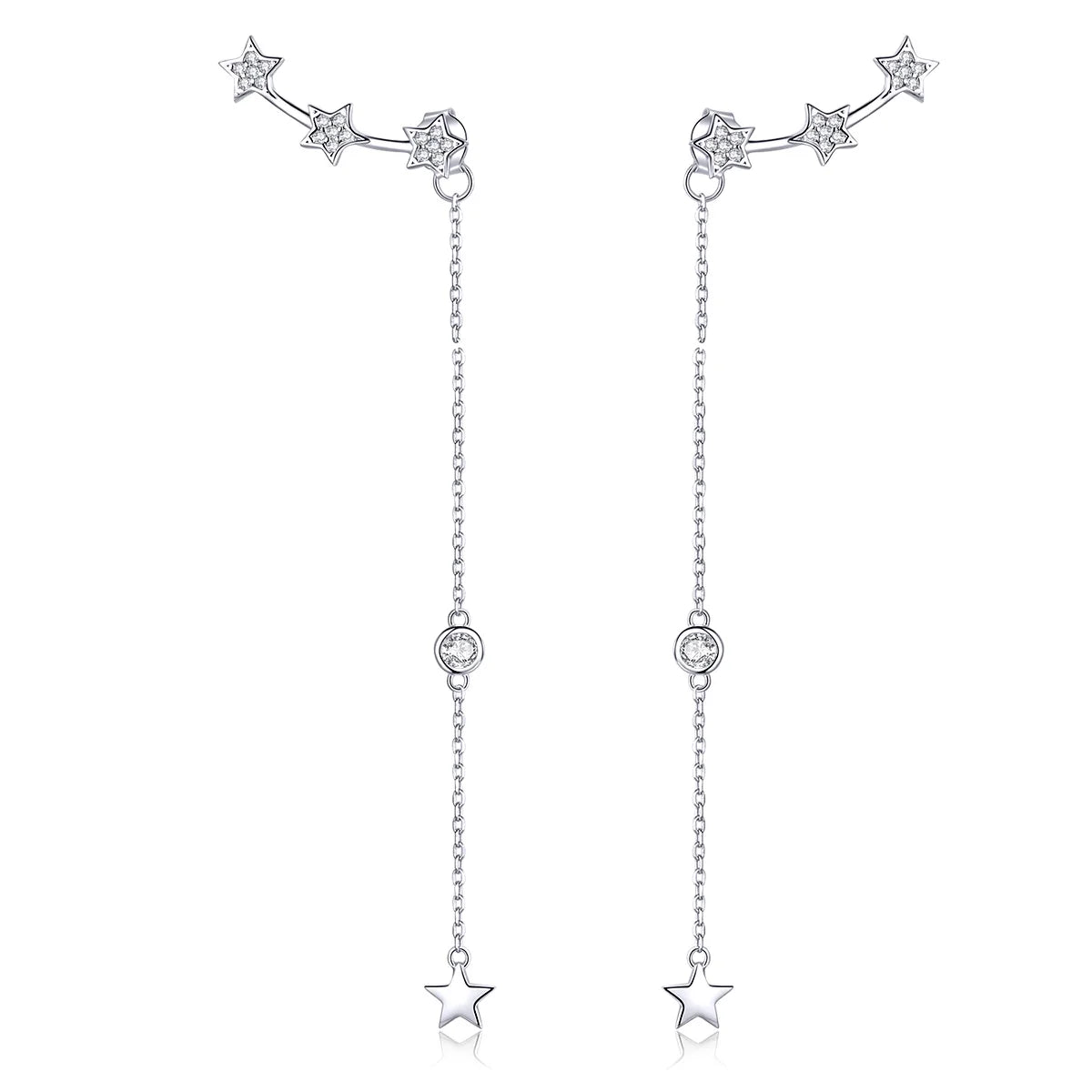 925 Sterling Silver Star Tassel Drop Earrings Fashion Jewelry for Women Stud Earrings Silver Jewelry Anniversary Gift SCE727