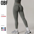 OBF High-Waisted Peach Butt Lift Seamless Yoga Pants Cross Print Exercise Fitness Leggings Elastic Waist for Running Gym Use