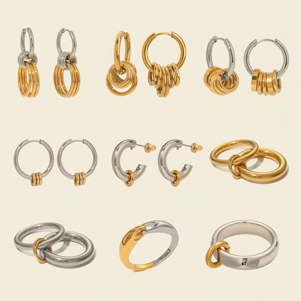 Fashion New Stainless Steel Color Blocking Circle Earrings Premium Sense Earrings Titanium Steel Ring Earrings Jewelry For Women
