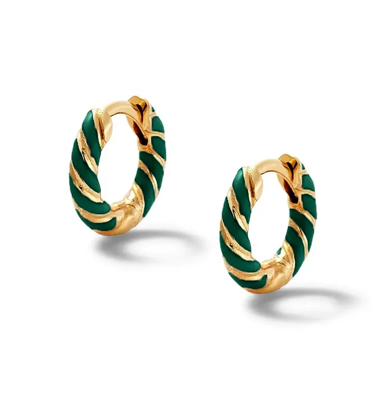 14K Gold Plated 925 Sterling Silver Stud Earrings for Women Small Streamer Enamel Romantic Style Anniversary & Party Gift