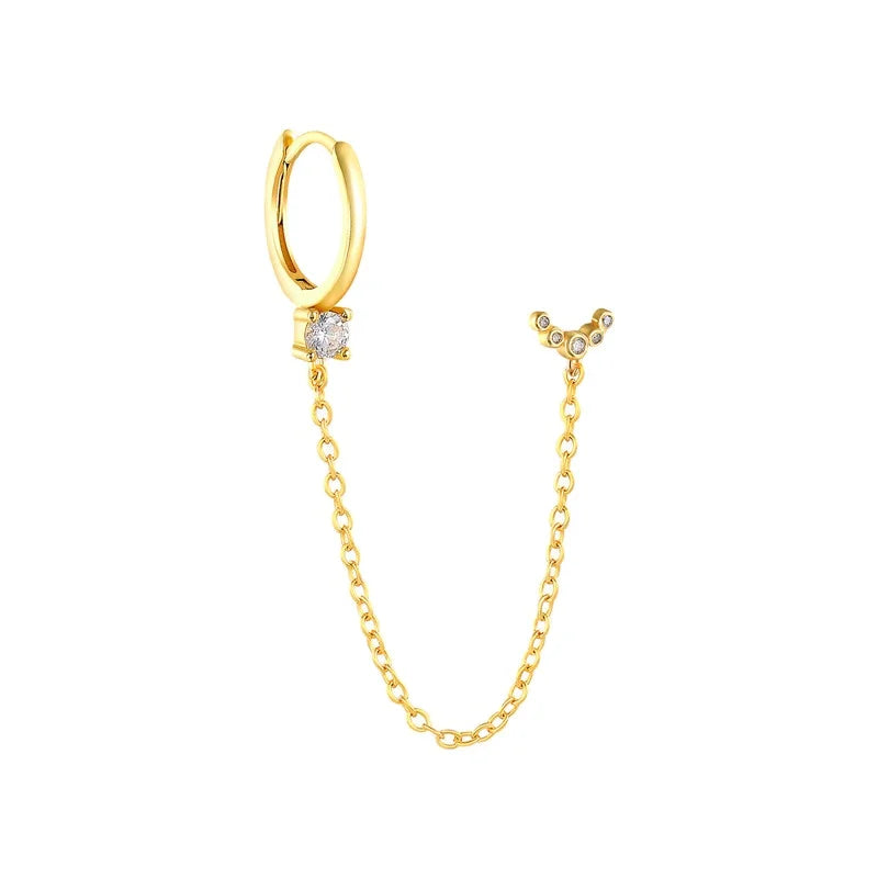 925 Silver Single CZ Chain Tassel Drop Earring Trendy Earring Jewelry Wholesale